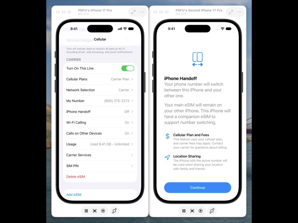 iPhone 2台で同じ電話番号を使える「iPhone Handoff」。設定画面が明らかに