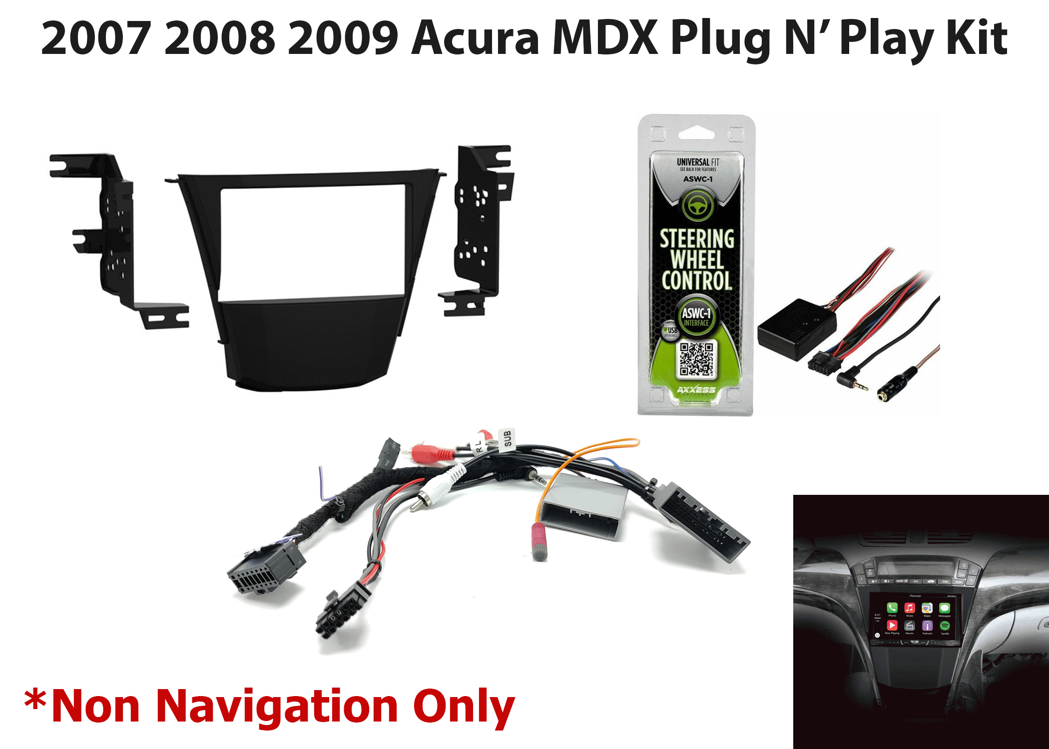 2007 2008 2009 acura mdx aftermarket pnp radio complete kit