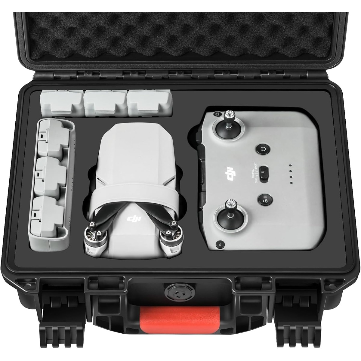 Hard carry case for DJI Mini 4K drone with foam slots