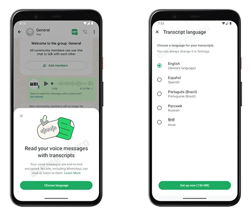 WhatsApp Voice message transcripts
