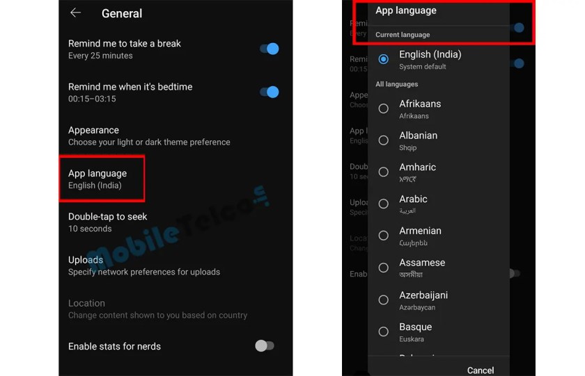 Youtube Language Setting