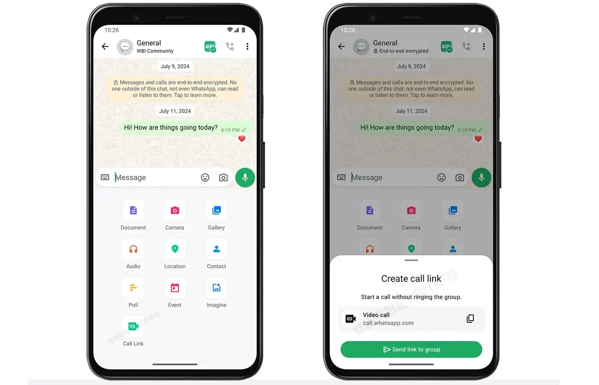 WhatsApp Call links