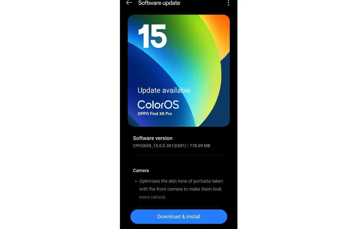 Oppo Find X8 Pro software update
