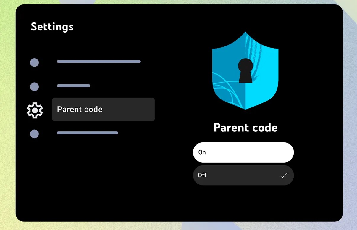 YouTube Kids Parent Code lock