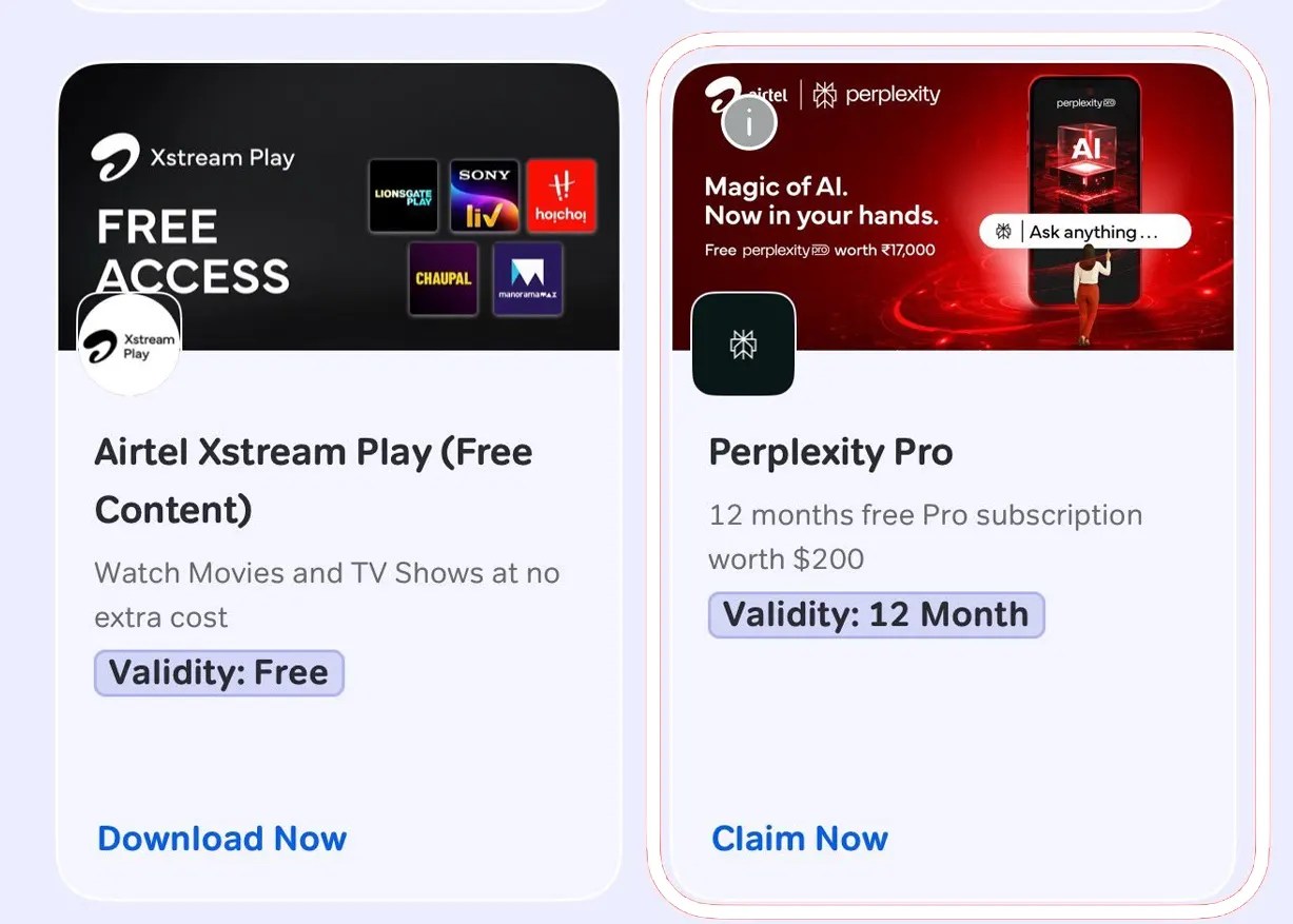 Airtel Perplexity Pro Free