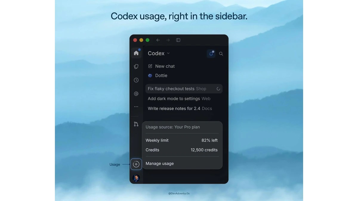 OpenAI Codex usage meter