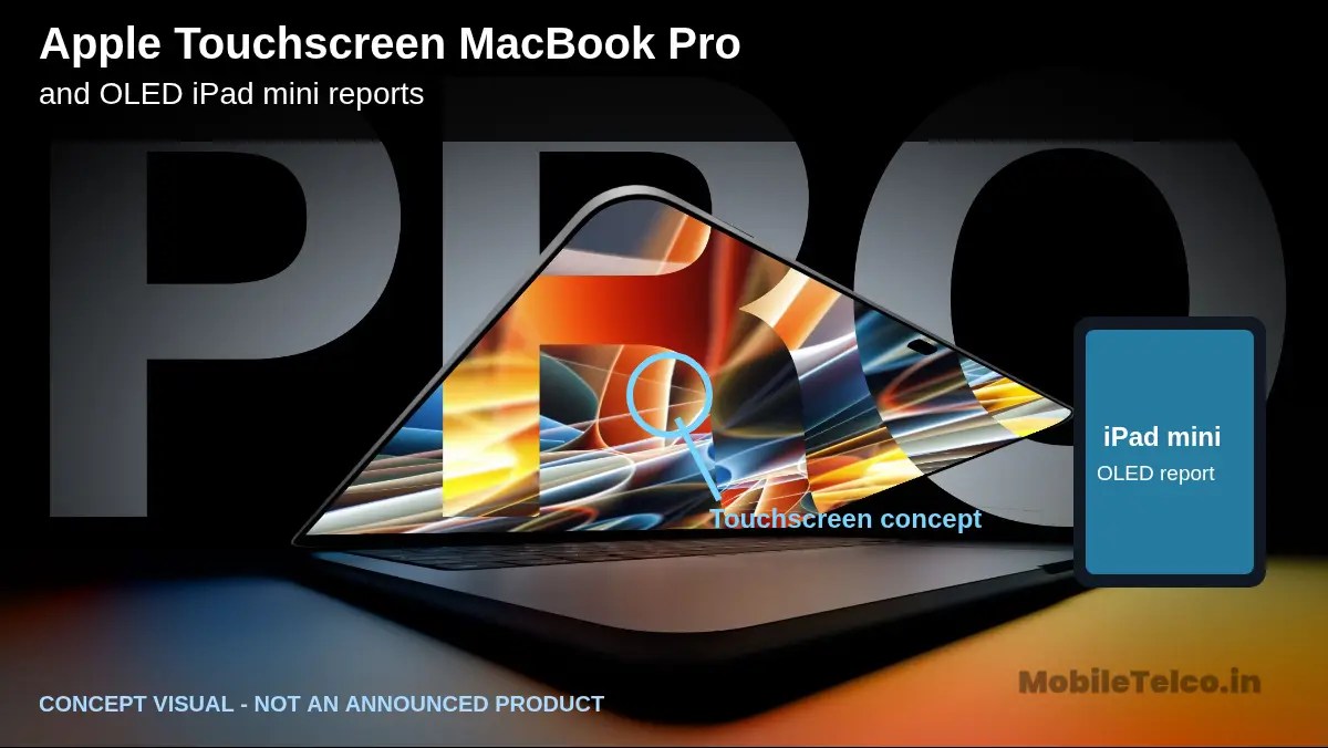 Concept visual of an Apple touchscreen MacBook Pro with an OLED iPad mini
