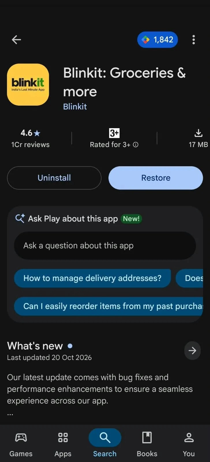 ColorOS 17 App Archiving - Restore archived app from Play Store