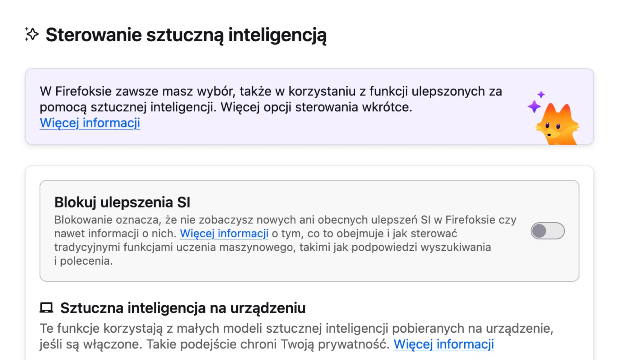 Firefox 148 z blokowaniem funkcji sztucznej inteligencji dzięki sterowania SI Firefoksa