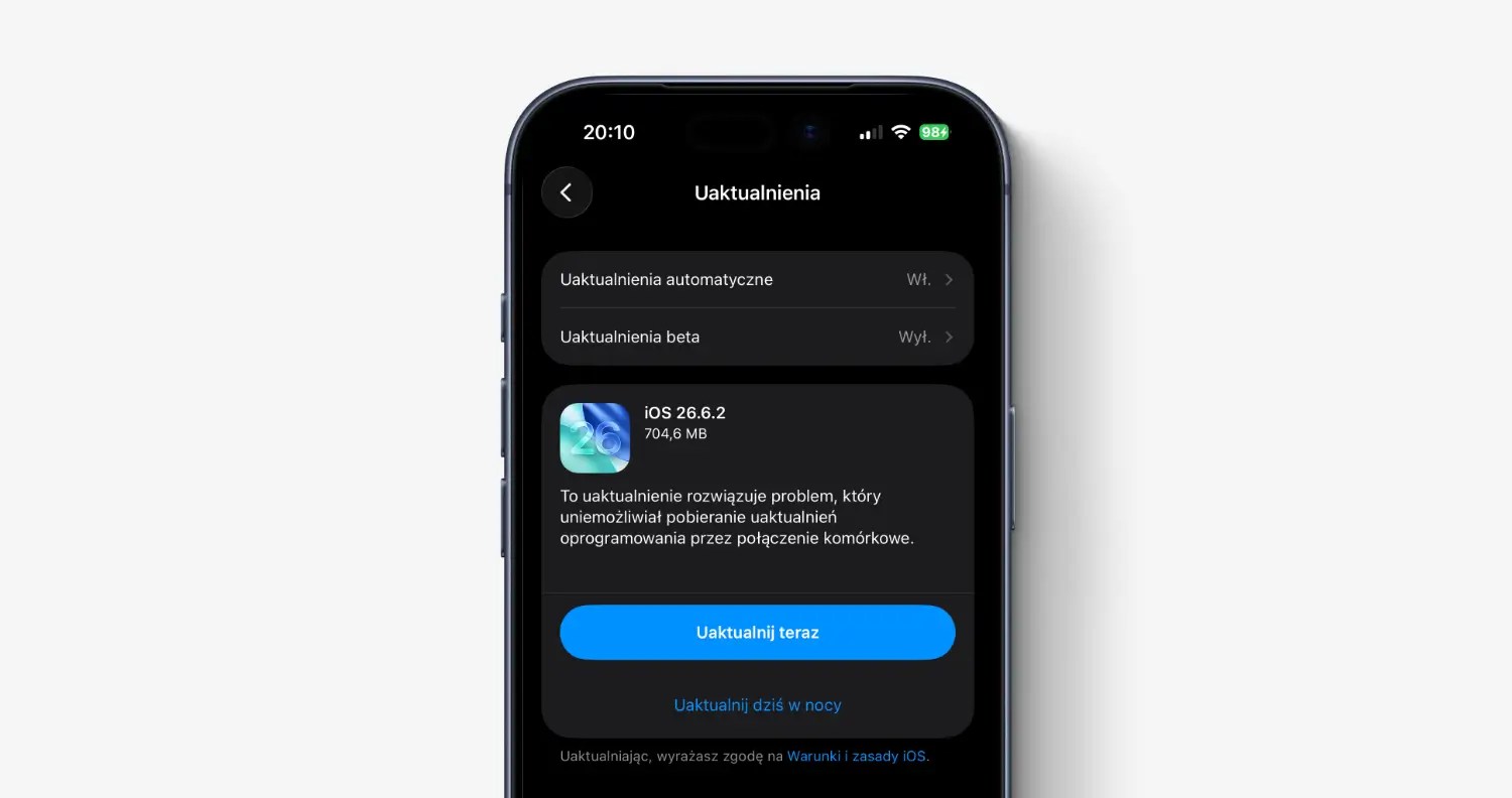 IOS 26.6.2 dostępny do zainstalowania!