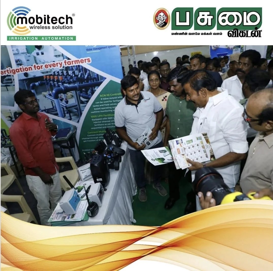 Glad to Present Our Smart Irrigation Solutions to Hon’ble Minister Mr. K. N. Nehru at Pasumai Vikatan Agri Expo
