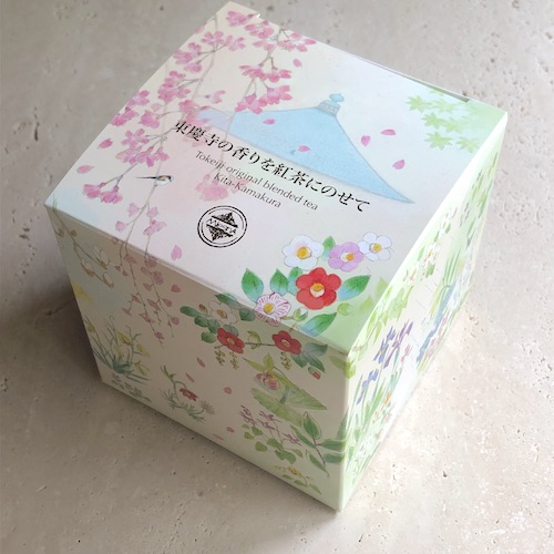 東慶寺オリジナル紅茶「東慶寺の香りを紅茶にのせて」2022年発売 Tokeiji-temple original blended tea / illustrations by Mari Mochizuki 2022