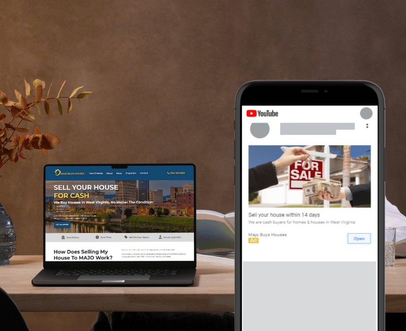 Two Devices Showing A Website & Google Ads