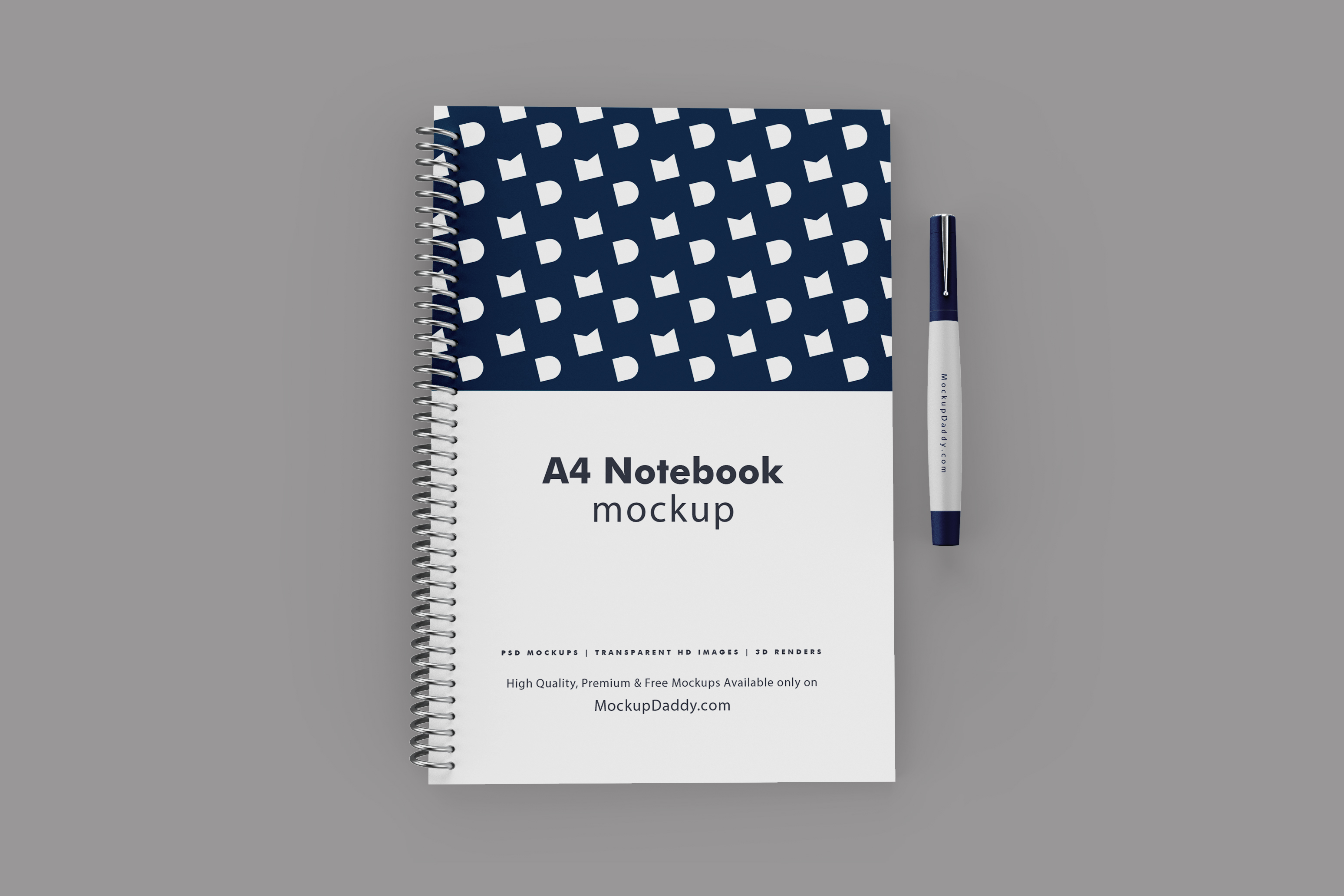 Spiral notebook mockup in psd. A4 Silver Spiral Notebook Mockup Mockup Daddy