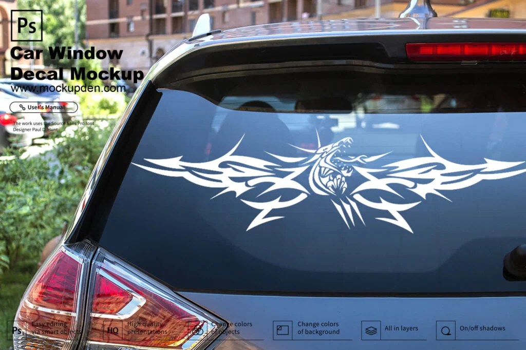 Free Car Window Decal Mockup PSD Template Mockup Den