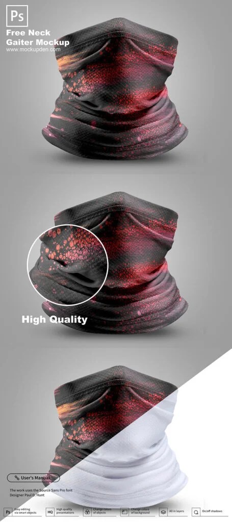 Free for individual and commercial use. Free Neck Gaiter Mockup Psd Template