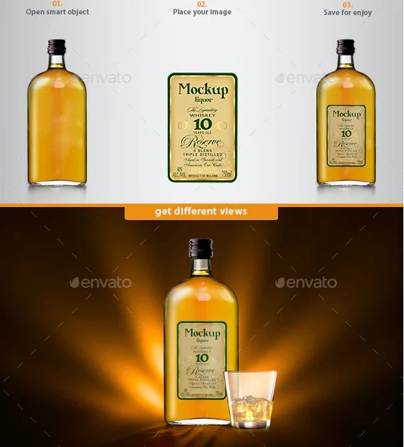 15+ Best Free Liquor Bottle Mockup PSD Template For Branding