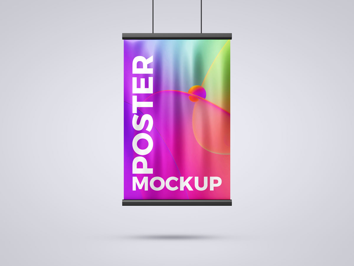 Simply add your design via smart layers and voila you're . Free Front View Hanging Poster Mockup Design Mockup Planet