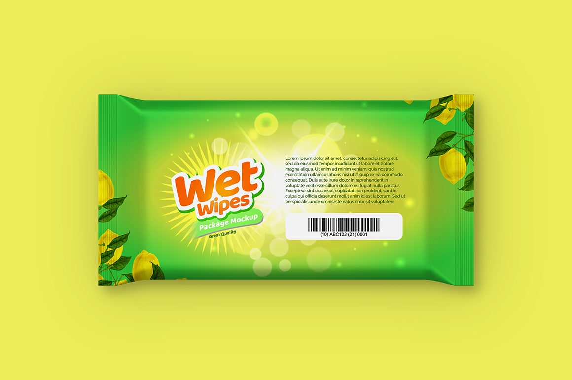 You can easily add your packaging design by using smart objects. Wet Wipes Packaging Mockup Mockupslib
