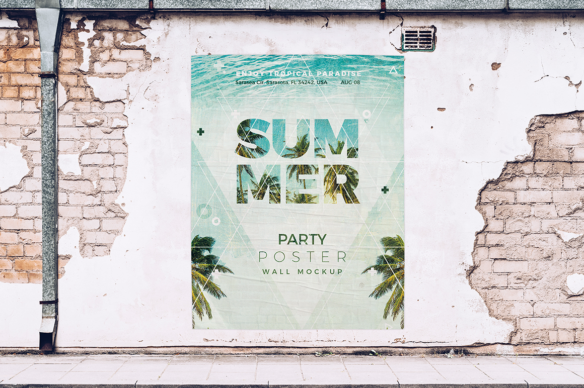 Fiverr freelancer will provide presentation design services and create weathered street poster mockup within 2 days. 5 Event Party Street Wall Poster Mockups Mockupslib