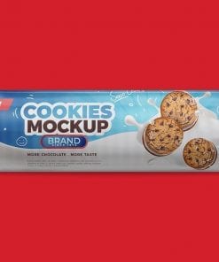 You can quickly make a presentation of your food packaging design as there is only one . Round Cookies Wrapper Packaging Mockup Mockupslib