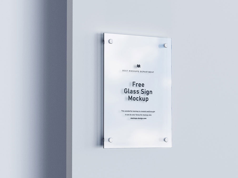 Inside psd file there is smart object with smart . Free Glass Sign Mockup Mockuptree