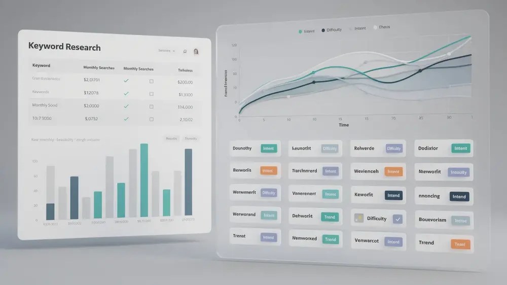 Process for checking keyword search volume with research tools and market settings