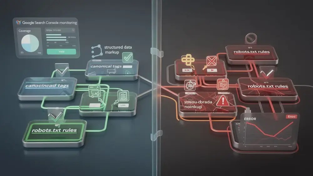 Pre-launch verification of robots canonicals redirects internal links and indexability
