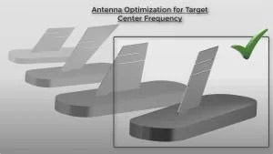 Antenna radome optimization for target center frequency using simulation-driven design.