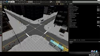 ADAS and autonomous driving simulation of urban intersection using radar and LiDAR sensor modeling in SCANeR Studio