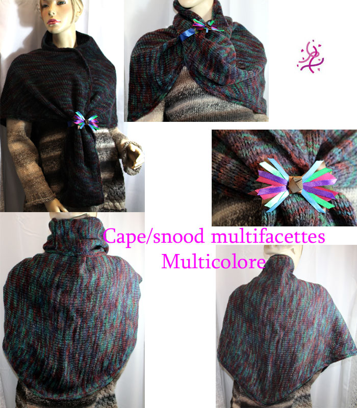 Cape/snood multifacettes, multicolore