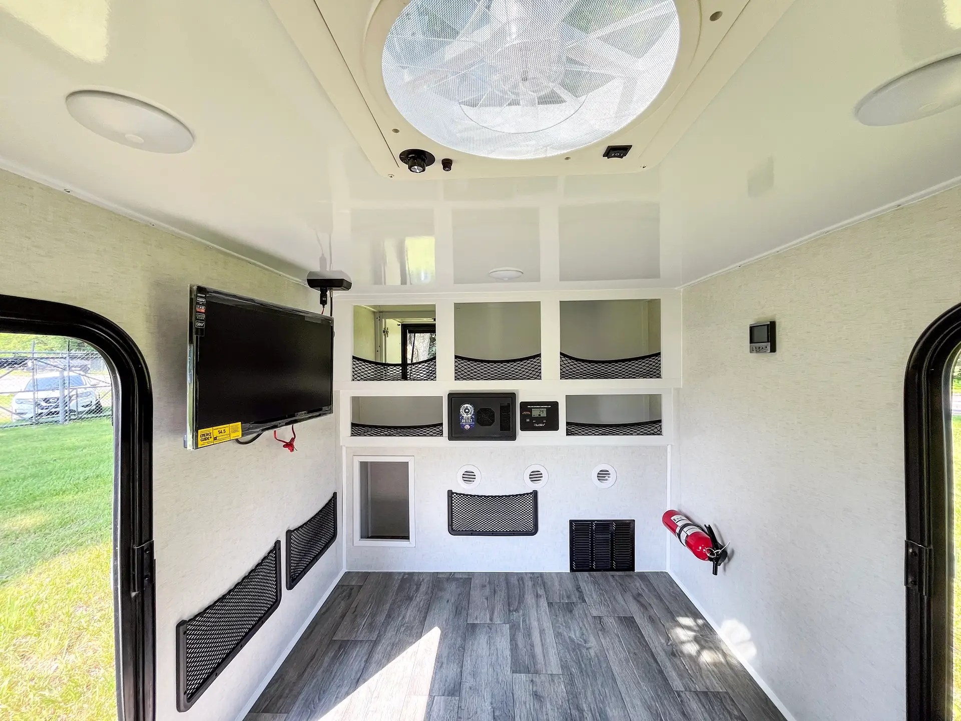Modern Buggy interior showing memory foam bed and sofa