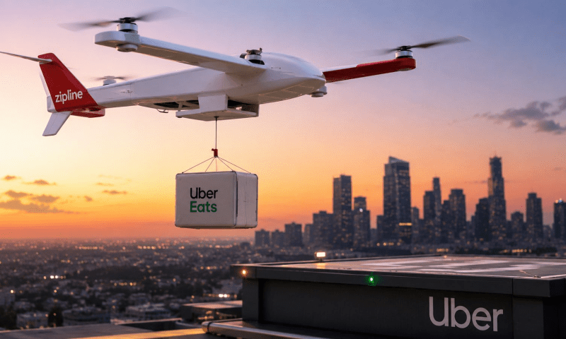 Uber Eats Teams Up with Zipline to Deliver Food Using Flying Drones