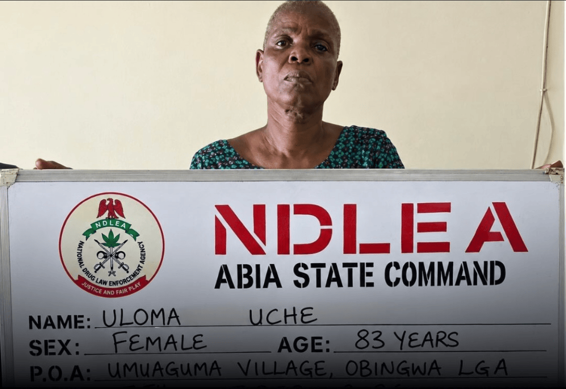 NDLEA rearrests an 83-year-old grandmother in Abia State with Meth and Colorado, less than a year after she paid a fine for drug conviction.