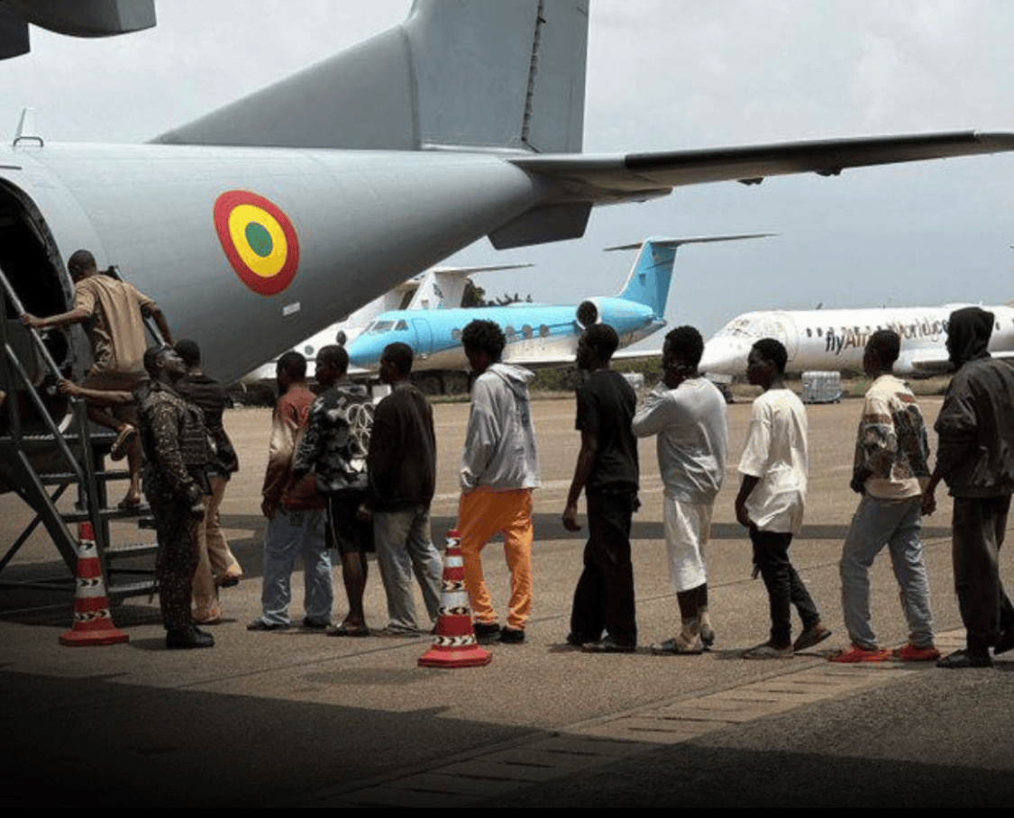 Ghana Minister Sam George announces the repatriation of 120 Nigerians rescued from cybercrime compounds during a massive security crackdown in Accra.