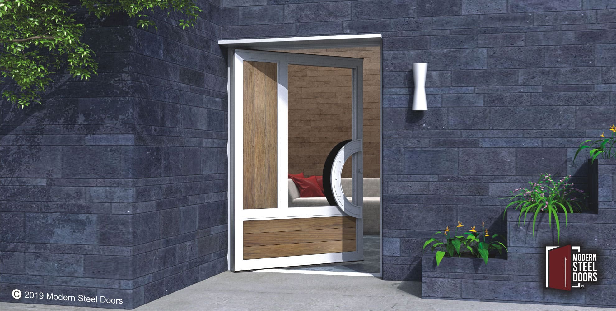 Modern Front Door With Semi Circle Door Pulls