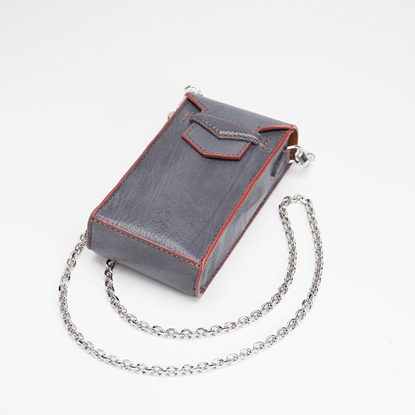 Goat leather smartphone pouch – Blue Grey – ModeTM