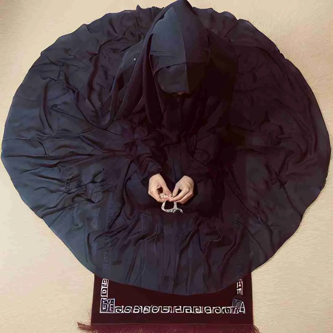 Namaz Chadar with Sleeves - Minimalist Pearl Black (XL)