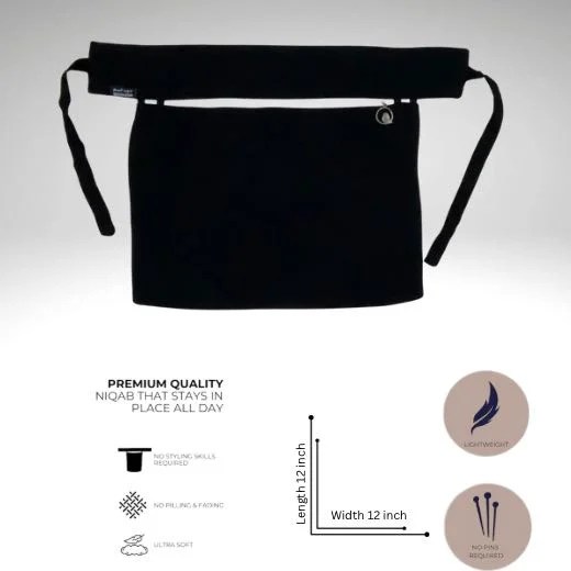 A luxury Imported Saudi niqab laid flat, displaying its elegant shape, color, and fine stitching. Modify.pk