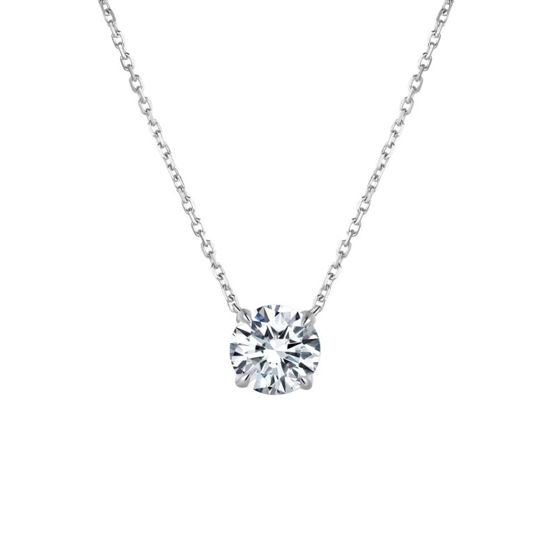 18k白金实验室种植钻石奢华项链，带经典链环精致吊坠，适合女性婚礼订婚或派对