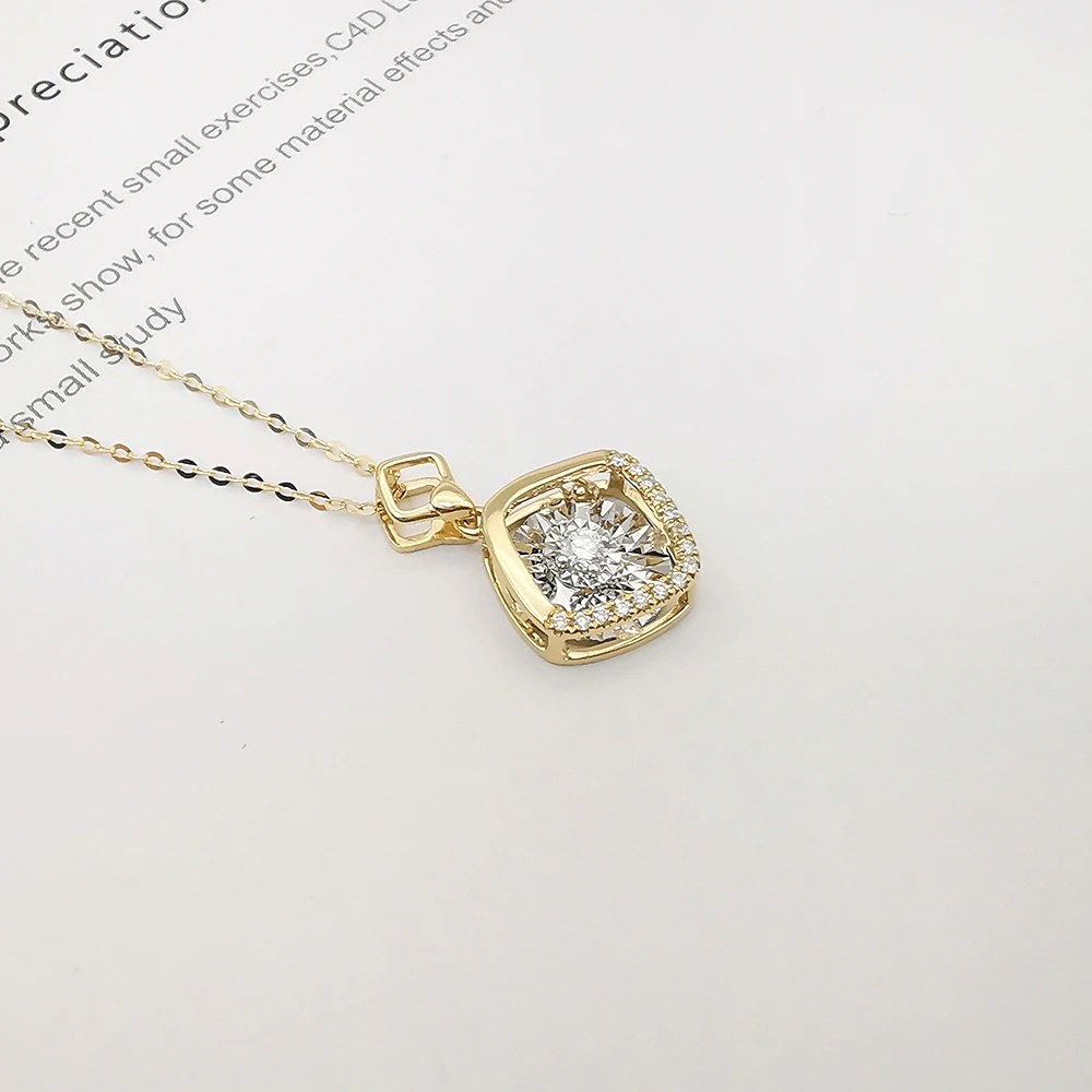 批发18K真金配天然钻石精品珠宝舞蹈钻石吊坠项链女士