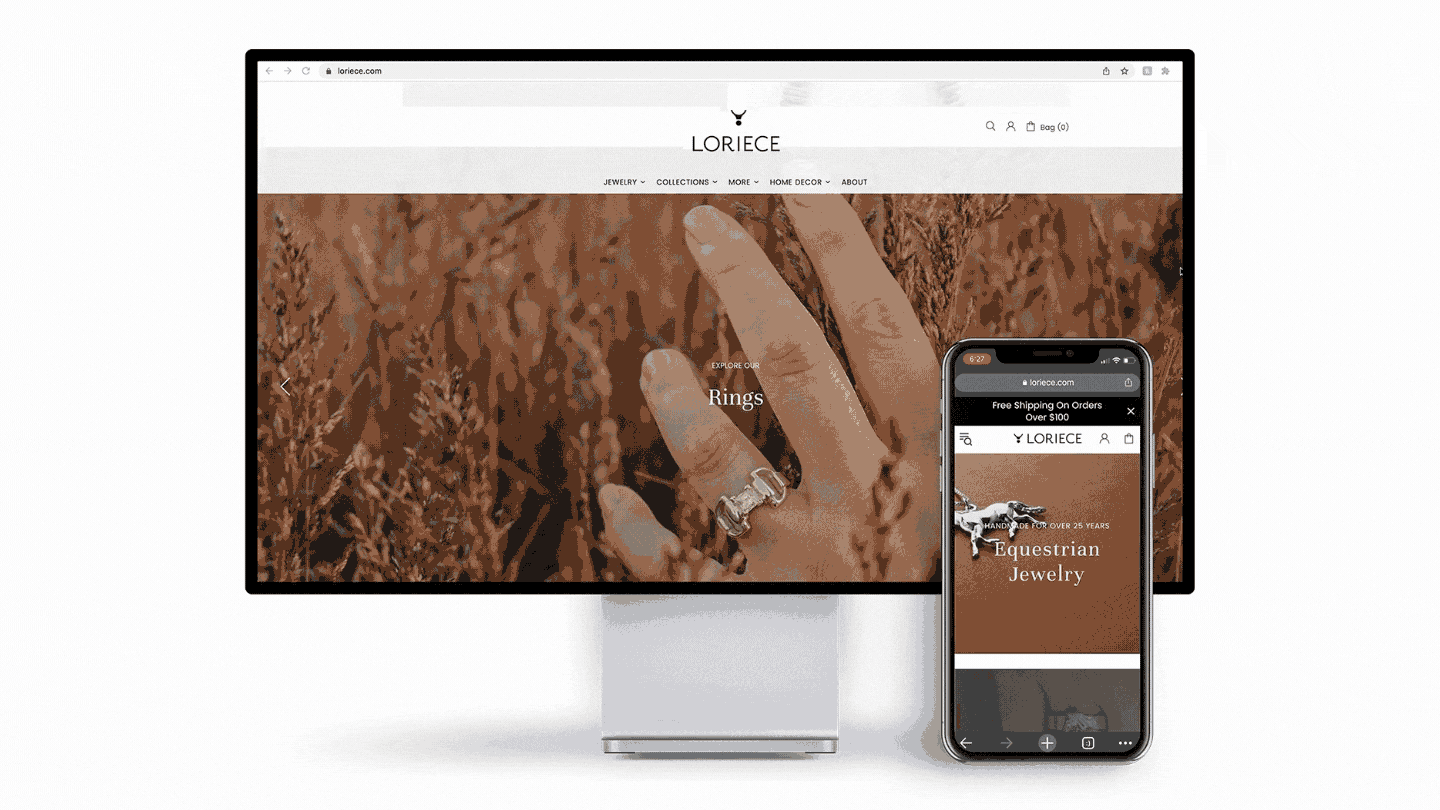 GIF of Loriece website mockup