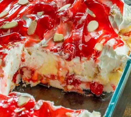 Heaven on Earth Cake, also known as Cherry Angel Trifle
