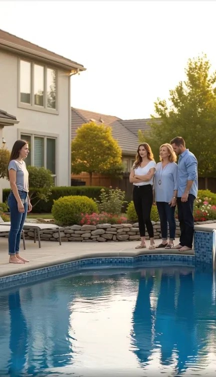 I let my sister-in-law use my pool every summer for her kids’ parties. When I asked to borrow her tent for camping, she sneered: “Get your own stuff—you’re so pathetic.” My mother-in-law chuckled: “You shouldn’t expect too much if you’re always asking.” My husband added: “Stop being such a freeloader.” I came back from my trip to find my pool drained and damaged. Her note read: “Pool parties are over—maybe this will teach you not to rely on others.” I stayed silent, but what I did next left them speechless.