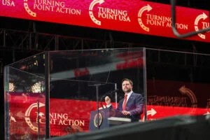 Many spotted the same disturbing detail on stage at Charlie Kirk’s memorial