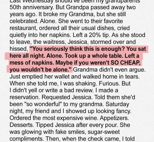 A Waitress Mocked My Grandma’s Tip—She Didn’t See My Response