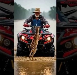 Kind Old Man Helps a Little Fawn in