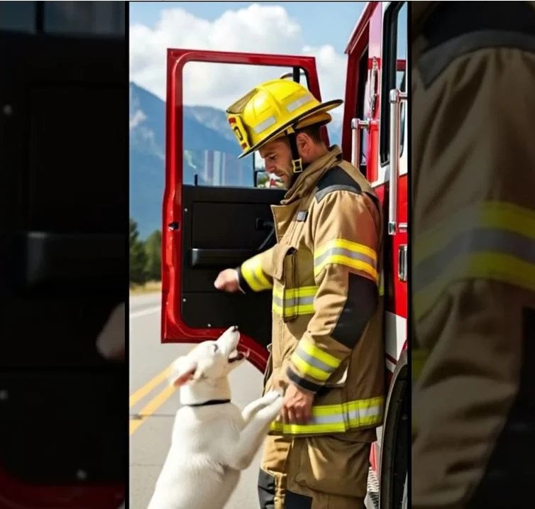 Husky Mom and Puppy Save Firefighter