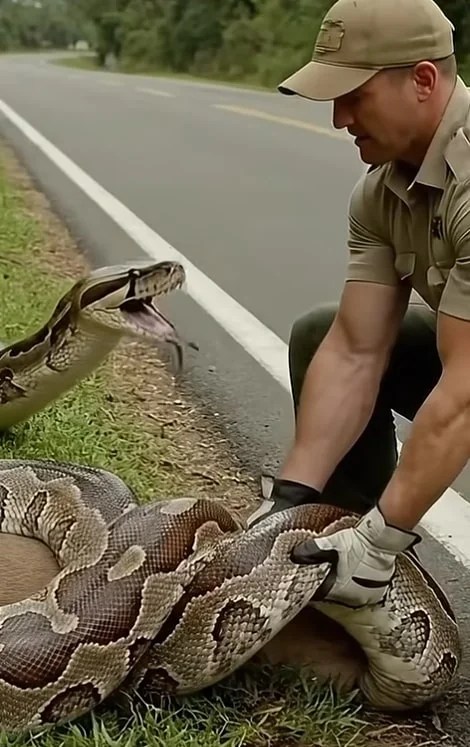 A ranger saw something unusual beside the road