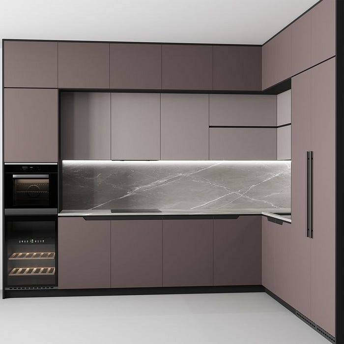 Modular kitchen with white upper cabinets and dark lower units — two-tone design for modern homes in Ghaziabad — balanced style and functionality IN NOIDA